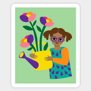 Watering Can Flowers Sticker